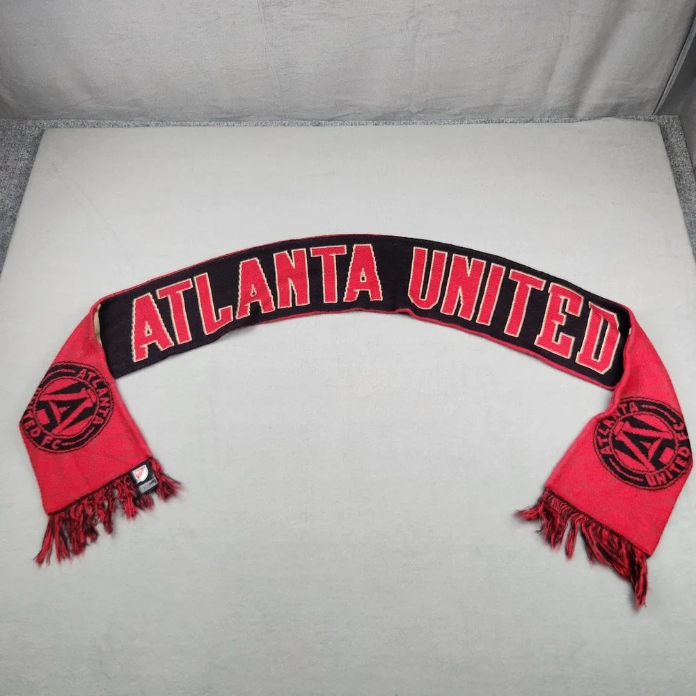 Atlanta United FC MLS Soccer Scarf Red Black Knit ATL UTD Fringe Reversible